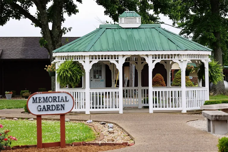 Memorial Garden gazebo with Bethany House deck in background